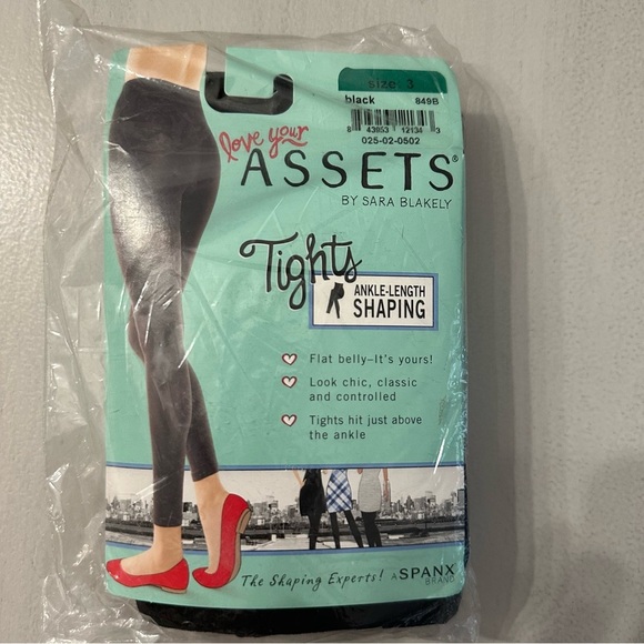 Assets by Sara Blakely Women’s Black Ankle Length Shaping Tights Sz 3, 849B NWT - Picture 2 of 6